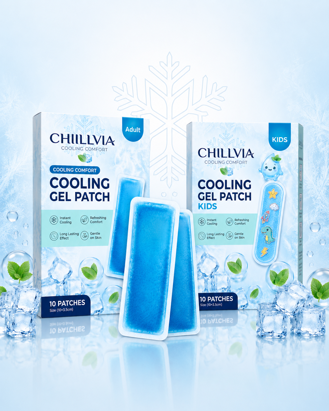 Chillvia Patch — Patchs de gel rafraîchissants pour adultes et enfants